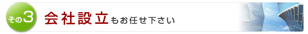 その3 会社設立もお任せ下さい